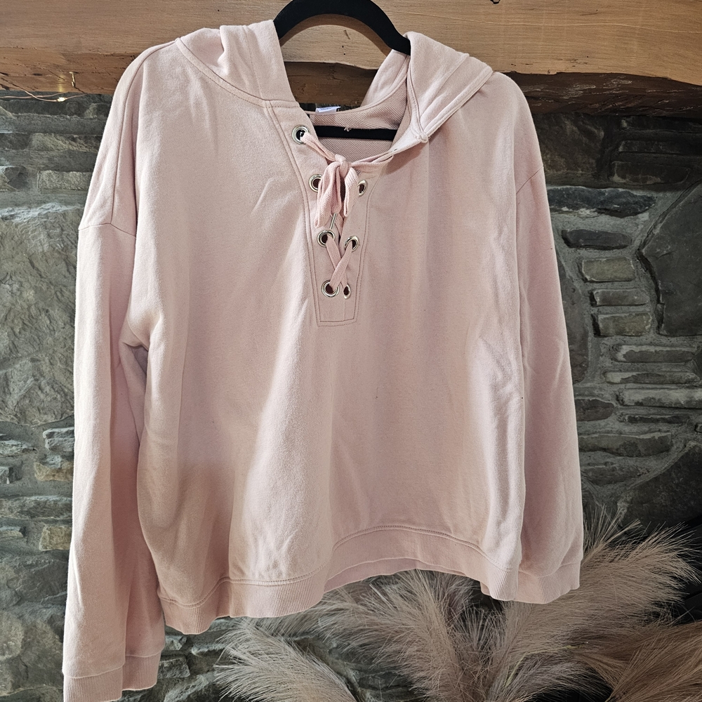 Divided Pink Lace-Up Women's Sweatshirt